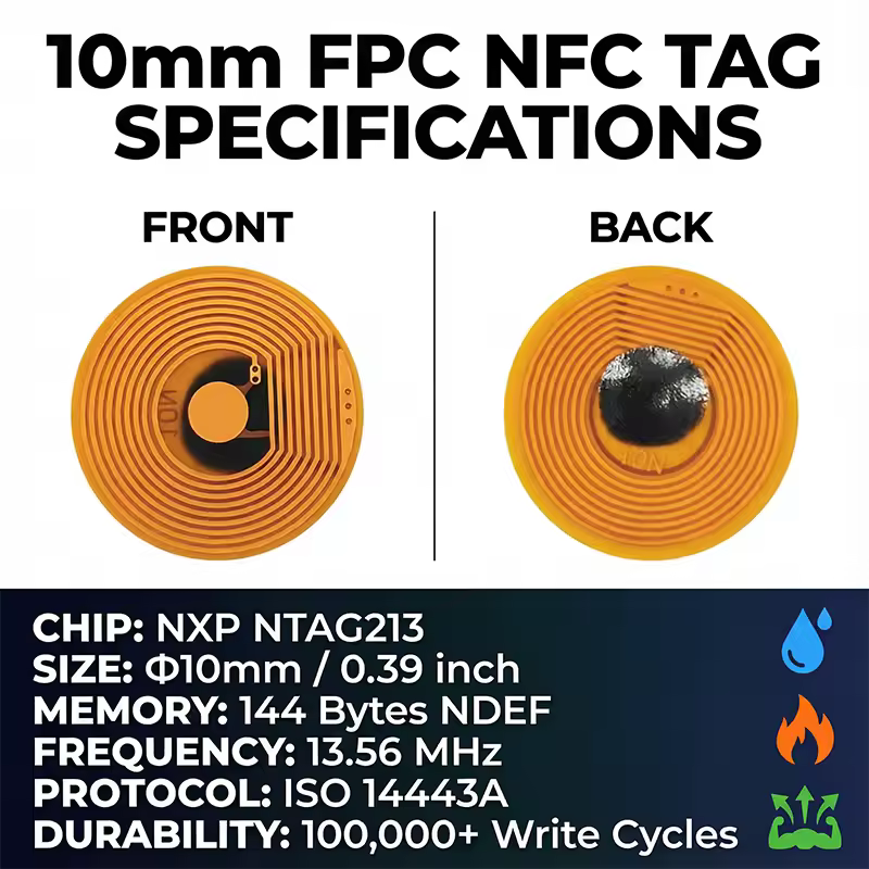 10mm Diameter High Temperature RFID NFC FPC Tags NXP NFC213 Mini Cards 13.56MHz Anti-Fake Anti-Metal Passive RF Card - Image 6