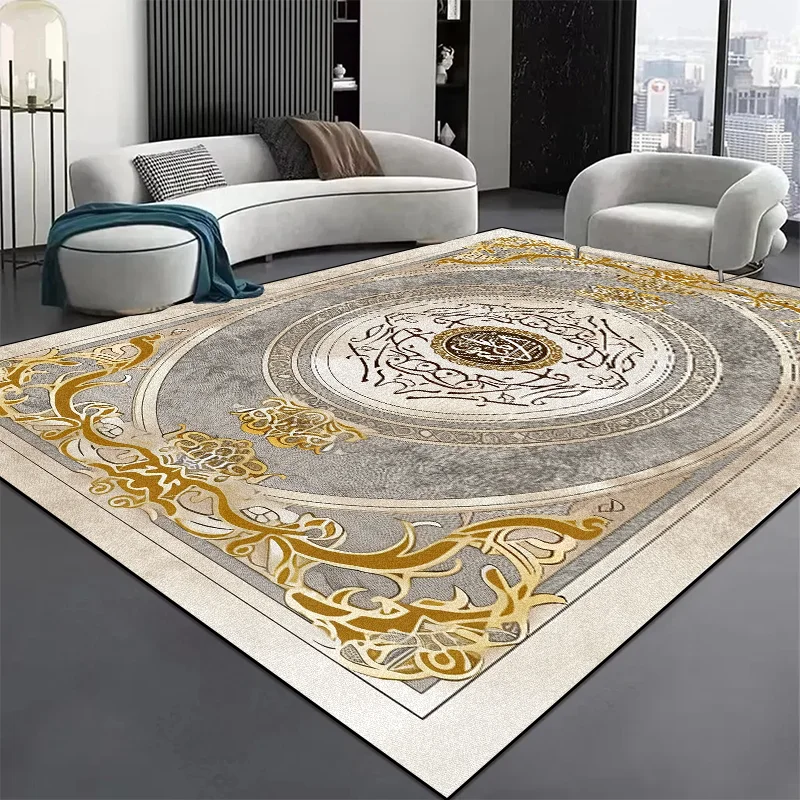 Modern Luxury Golden Rugs for Living Room Decoration Home Large Area Carpets Non-slip Coffee Table Side Rug Washable Kitchen Mat