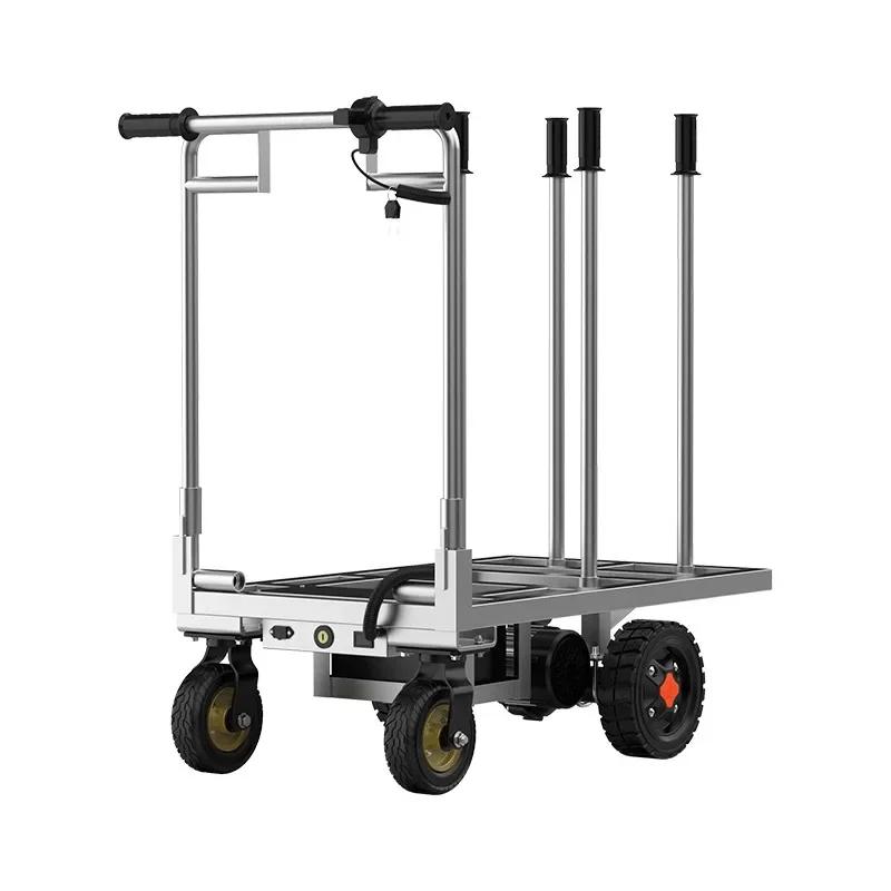 Electric flatbed truck, four-wheel elevator trolley