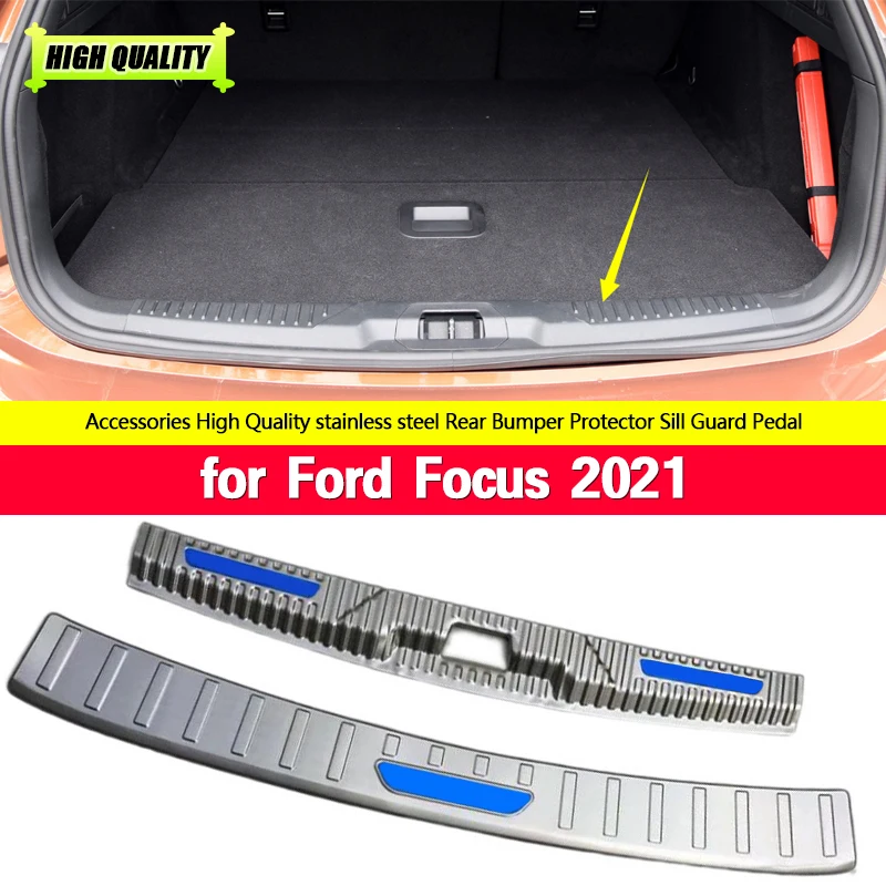 

For Ford Focus 2021 High Quality Stainless Steel Back Rear Trunk Internal External Sill Scuff Plate Protection Pedal Cover