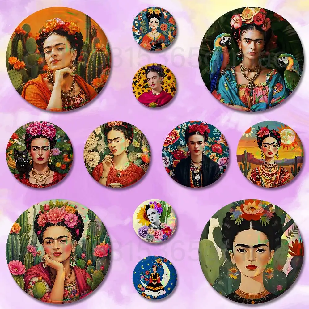 F-FridaS-S Art K-Kahlos-S Button Pin Daily Stylish Ornament Badge Exquisite Round Brooches Backpack Accessorie