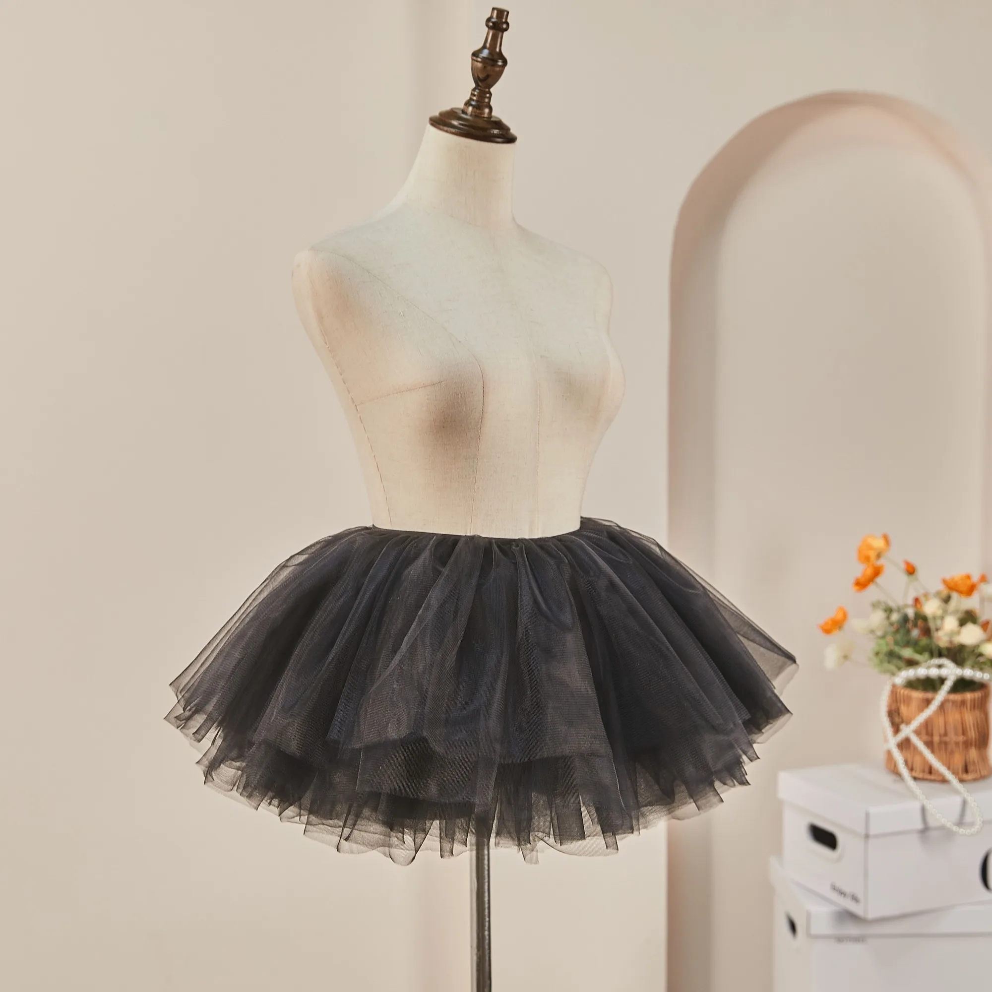Новая белая и черная пышная тюлевая нижняя юбка в стиле Лолиты, женское бальное платье для косплея, детские свадебные нижние юбки без костей, платье-пачка, вечерние