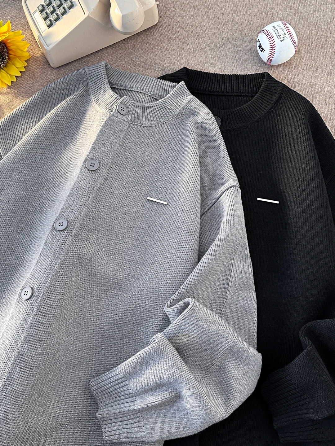 

Japanese Sle Knitted Open Cardigan Outerwear ex Spring Autumn Versatile Color Lazy Sle Top Couple Sle Sweater