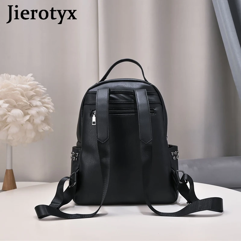 JIEROTYX-Sac à dos clouté à carreaux pour femme, sac à dos fonctionnel, sac à main vintage, sac d\'école de style gothique, sac à dos de voyage, sac