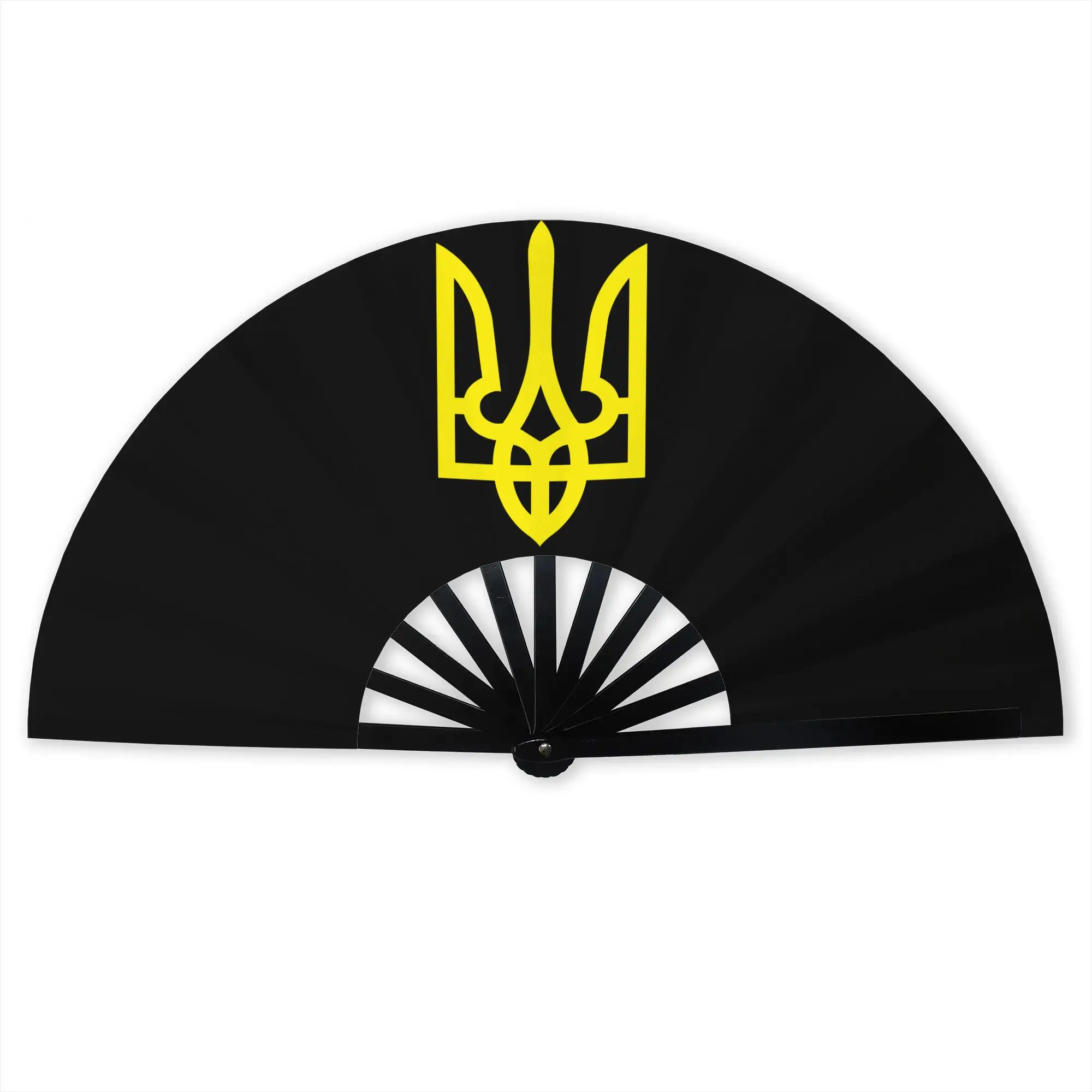 Flag Of Ukraine Traditional Folding Fan Oriental Art Ukrainian Heart High-Quality Polyester Fan Gift Classic Decorative Hand Fan