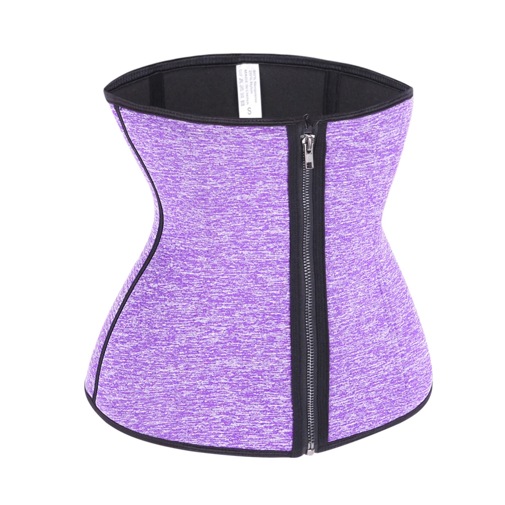 Neoprene Waist Trainer Zip And Hook Corset Women Purple Blue Slim Korset Shapewear