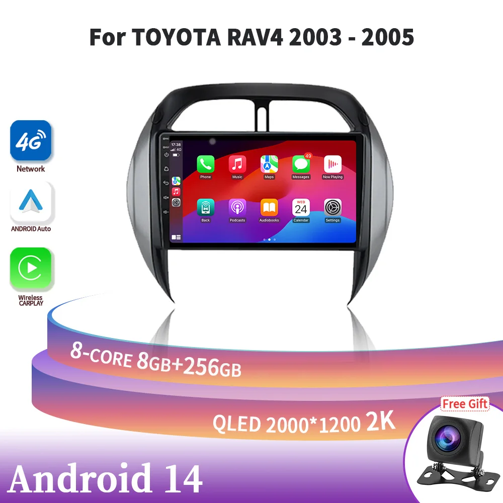 

Android 14 For Toyota RAV4 2003-2005 Wireless Carplay Stereo 2Din Screen Auto Radio Multimedia Navigation 4G GPS Head Unit