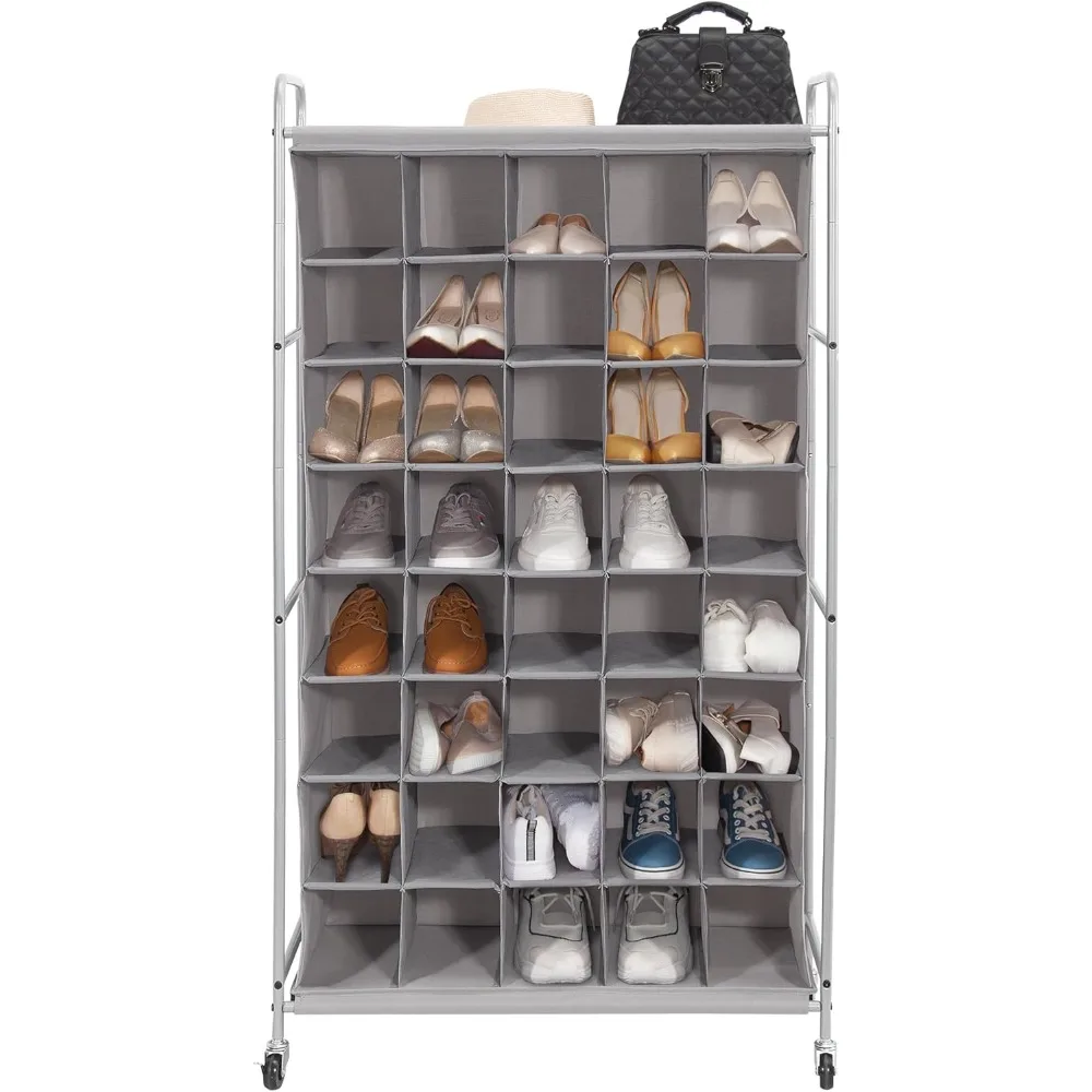 

Shoe Cubby Organizer, Free Standing Shoe Cube Rack for Entryway, Bedroom, Apartment, Closet, 40-Cube Gray