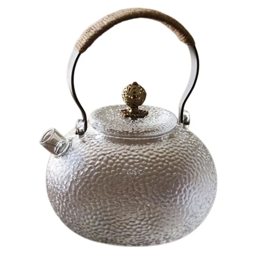 

Glass Teapot 1.5L Heat Resistant Retro Style Handle Design for Induction Stove Easy Pour and Clean Tea Kettle for Home Use