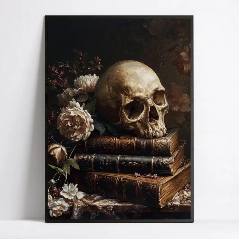 Abstract Horror Skeleton Poster Fantasy Witchy Creepy Festival Canvas Painting Wall Art Halloween Christmas Bedroom Home Decor