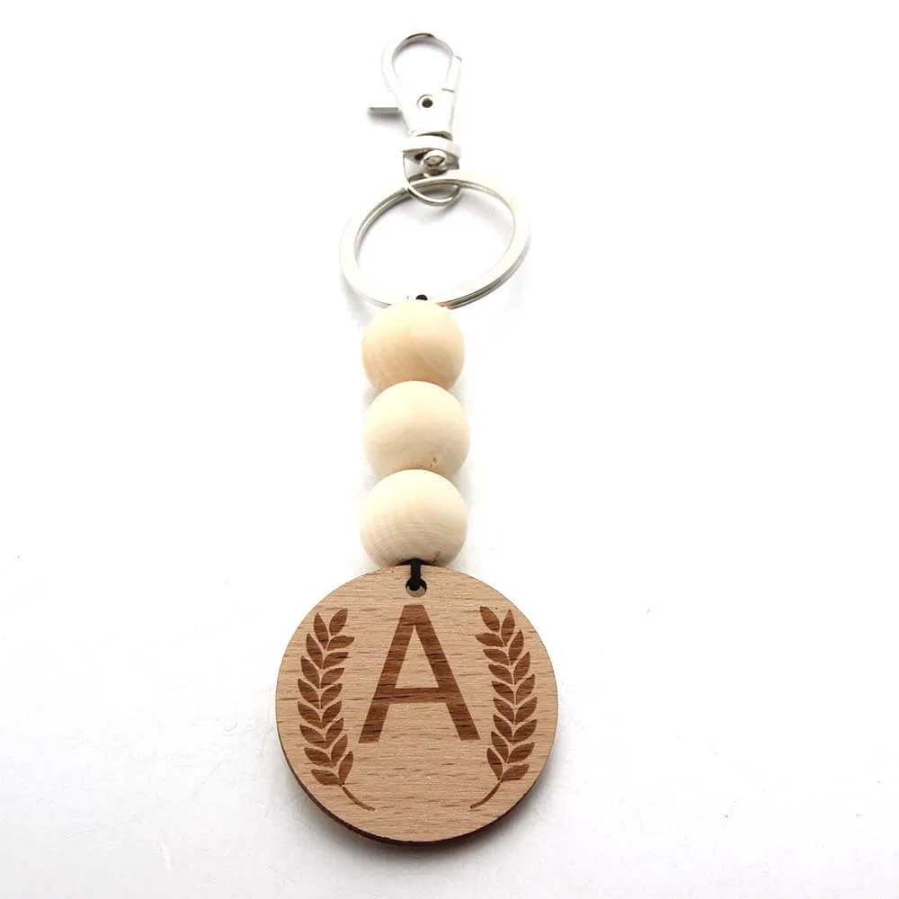 Woven Silicone Ball Bead American Flag Board Men\'s keychain Wooden Letter Round Pendant Bag Accessories