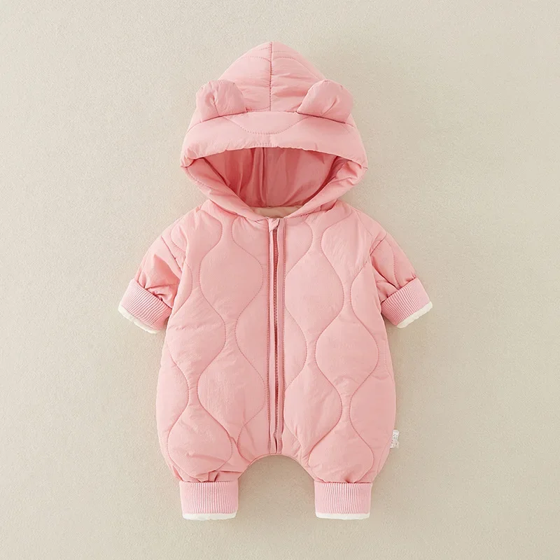 

2024 Winter Baby Outwear Clothing Warm Thick Toddler Girl's Boy's Rompers Cartoon Bear Infant Jumpsuit