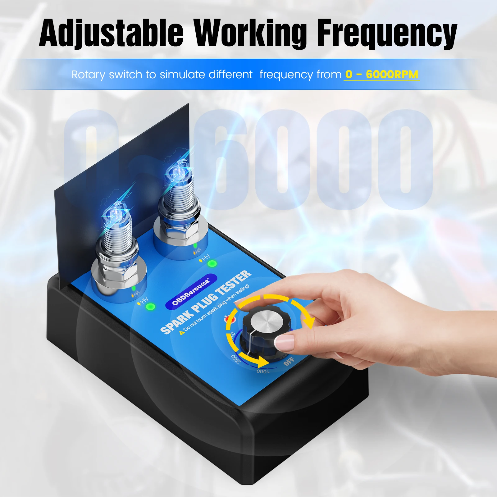 OBDResource Car Spark Plug Tester Pro Dual Holes 0-6000rpm Work Frequency Auto Engine Ignition Coil Tester Spark Tester Tool