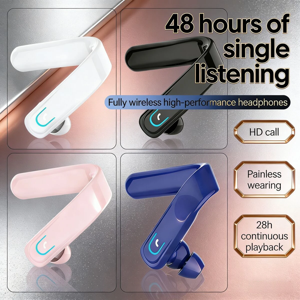 

YX18 Bluetooth Wireless Anti-Drop Earhook Headphones Ultra-Long Battery Life Noise Reduction Sport Music Headsets For Business