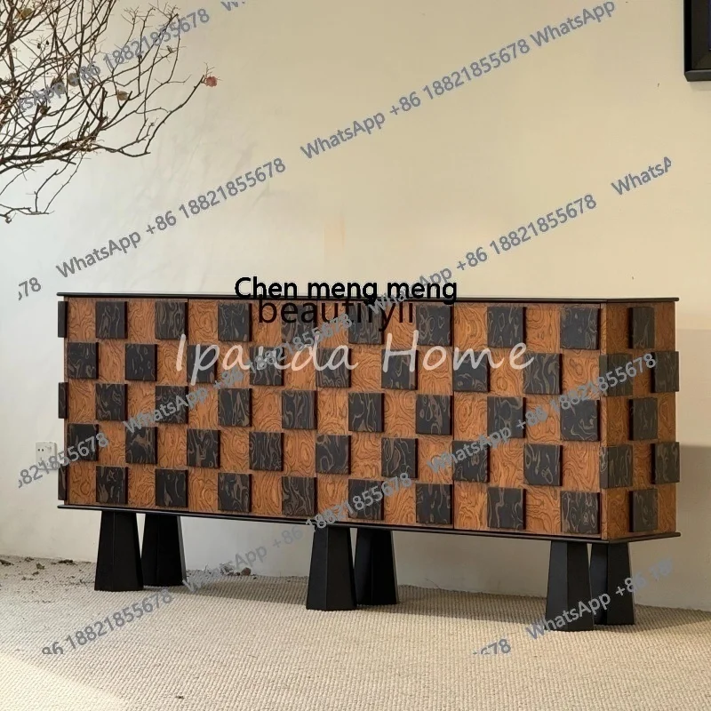 

Medieval solid wood art, entrance cabinet, retro designer home living room entry, storage, dining side cabinet H H