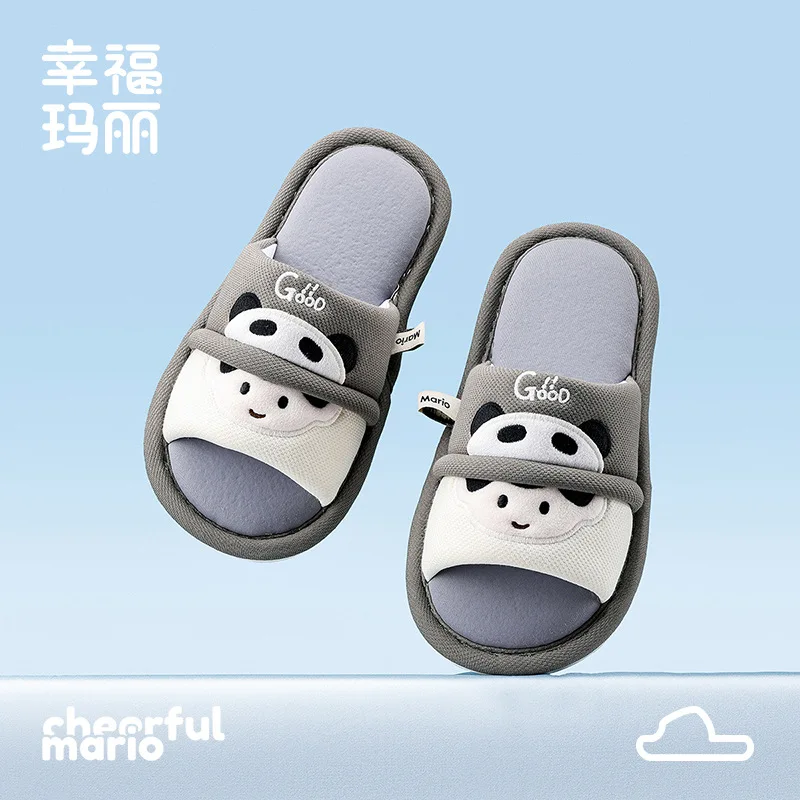 2026 Big Kids Linen Slippers Boys Girls Indoor Non slip Soft Sole House Shoes Breathable Cool Home Slippers For Older Children