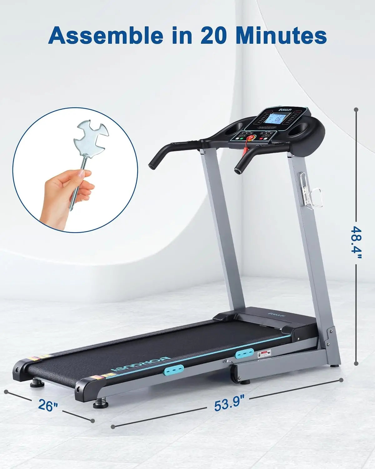 Treadmill with Auto Incline Folding Electric Treadmill for Home, Custom