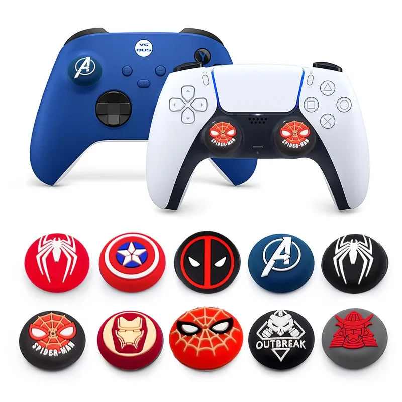 1pair Marvel Spiderman Silicone Thumb Stick Grip Cap Joystick Cover Playstation PS2 3 4 5 Xbox Thumbstick Controller Accessories