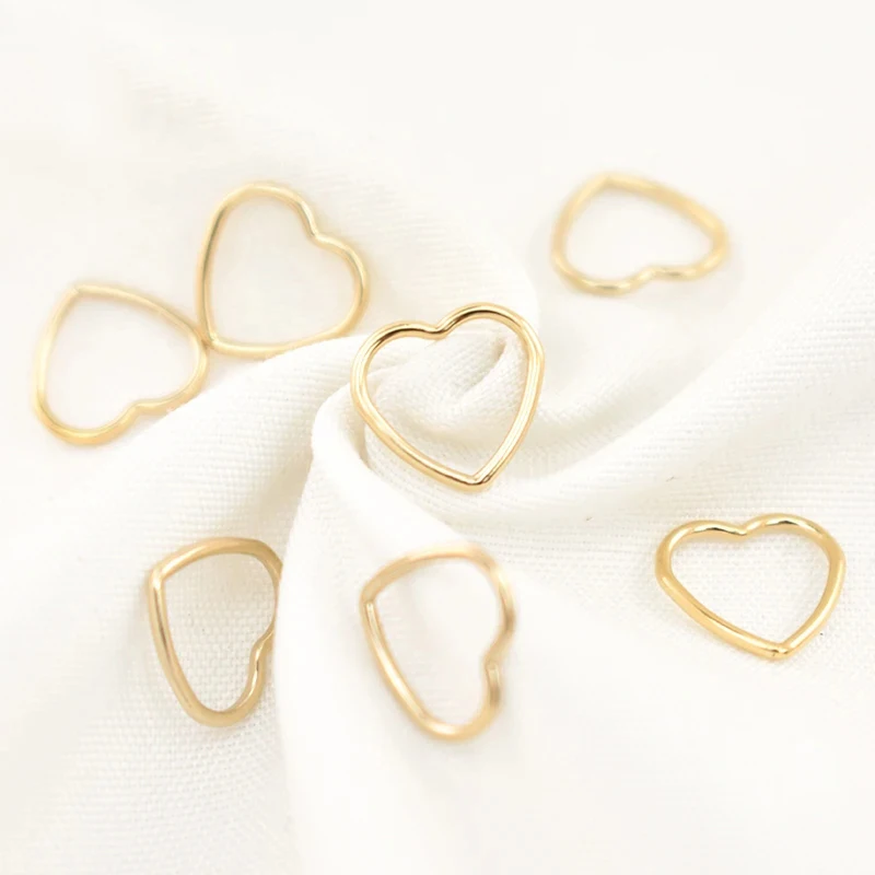 14K Gold Filled Heart Jump Ring Closed Pendant Charm for DIY Jewelry Necklace Earring Findings Accessories