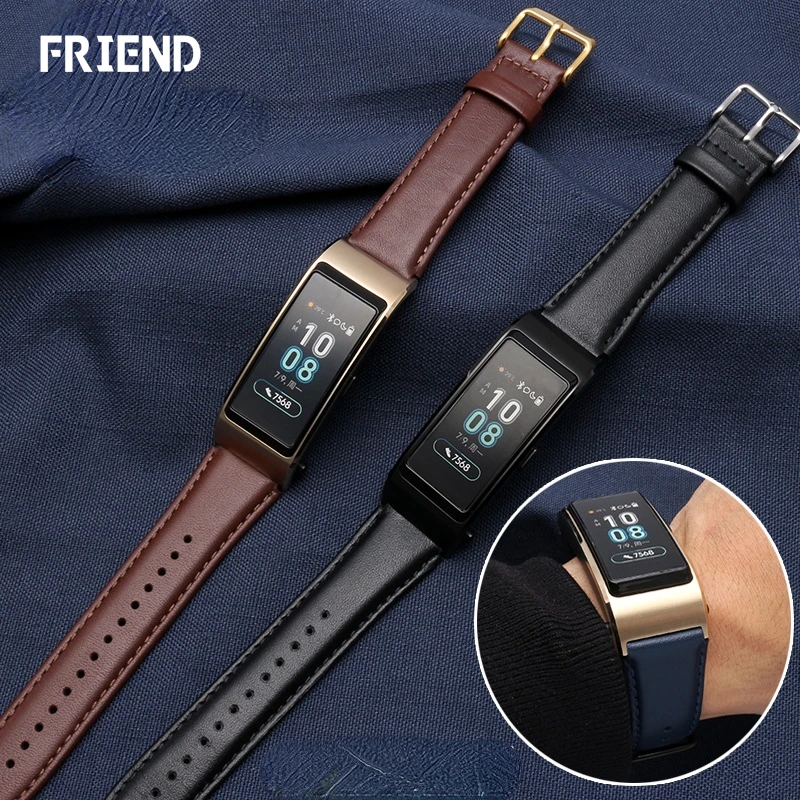 for Huawei B5 Bracelet Watch Strap Smart Sports Version Wrist Strap Steel Belt Men\'s Business Version Genuine Leather Watch Band