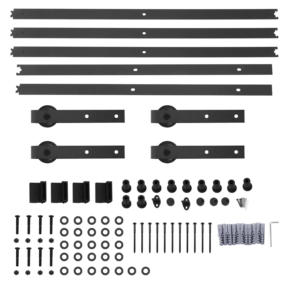 16FT 488cm Door Hanging Rail Track Pulley Double Door Splicing Regular Carbon Steel Barn