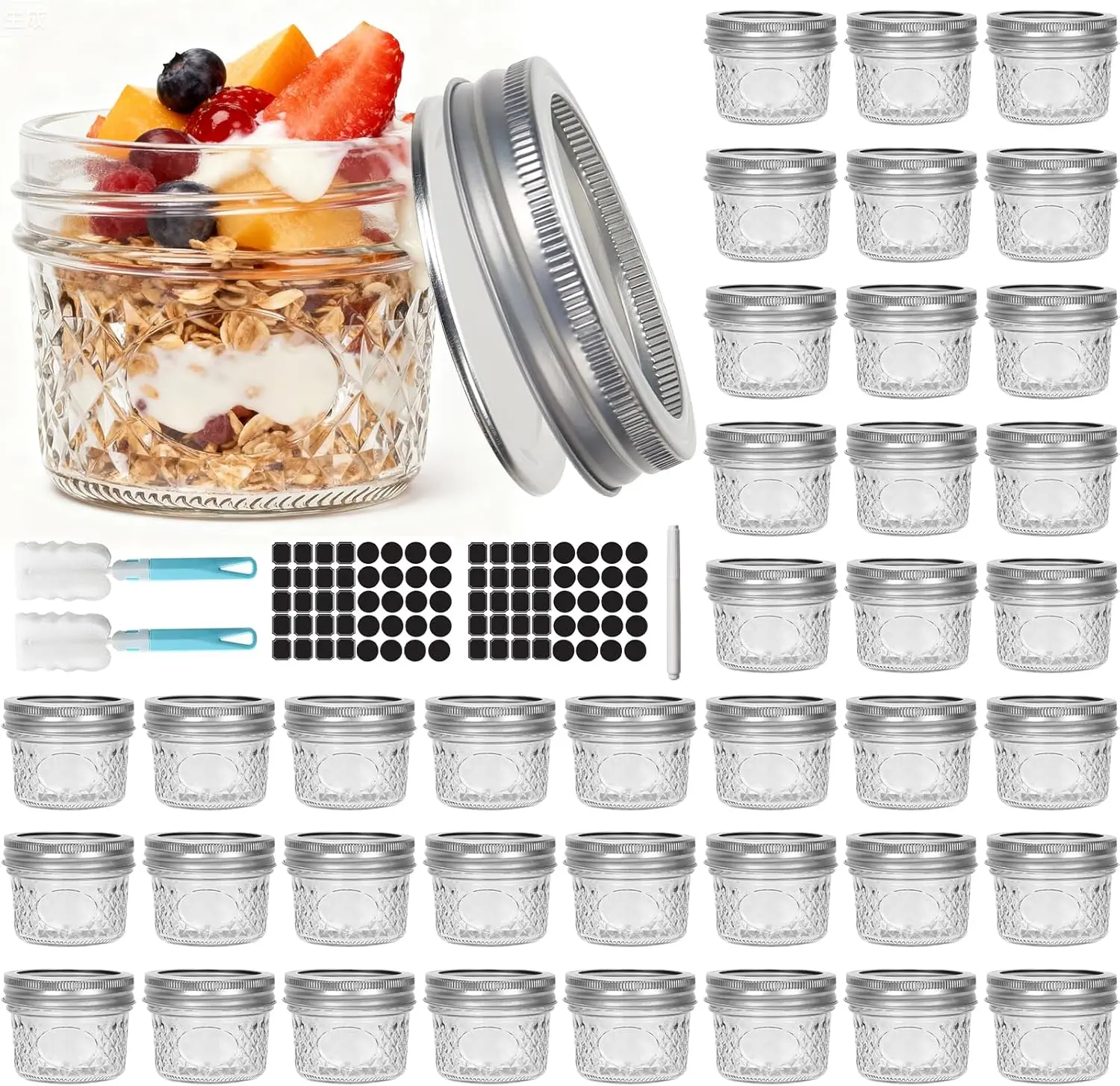 

Банки объемом 4 унции с герметичными крышками, ромбовидной формы, идеально подходят для меда, джема, фруктов, салатов, желе, свадебных подарков и хранения продуктов на кухне.