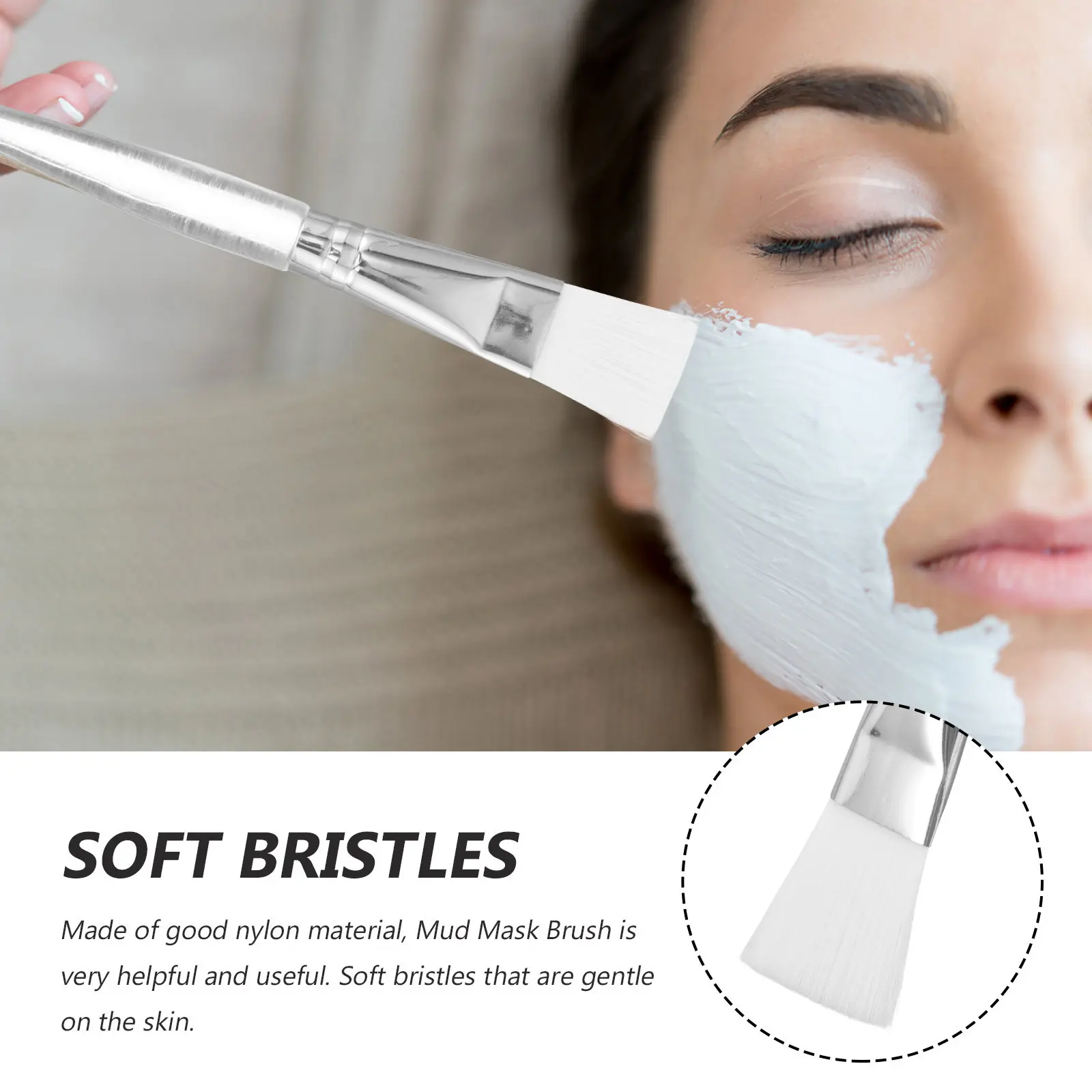 5Pcs Face Mask Brush Applicator Tool for Creams Lotions Mud Masks Soft Nylon Bristles Portable Lightweight Skin Care Beauty Tool