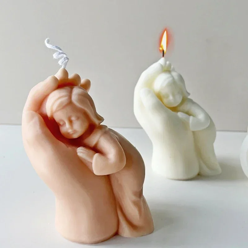 Halten Sie Baby-Silikon-Kerzenform, 3D-Familienporträt, Gipsharz, Kunsthandwerk, Gussform, handgemachte Seifenherstellung, DIY-Heimkunstwerk
