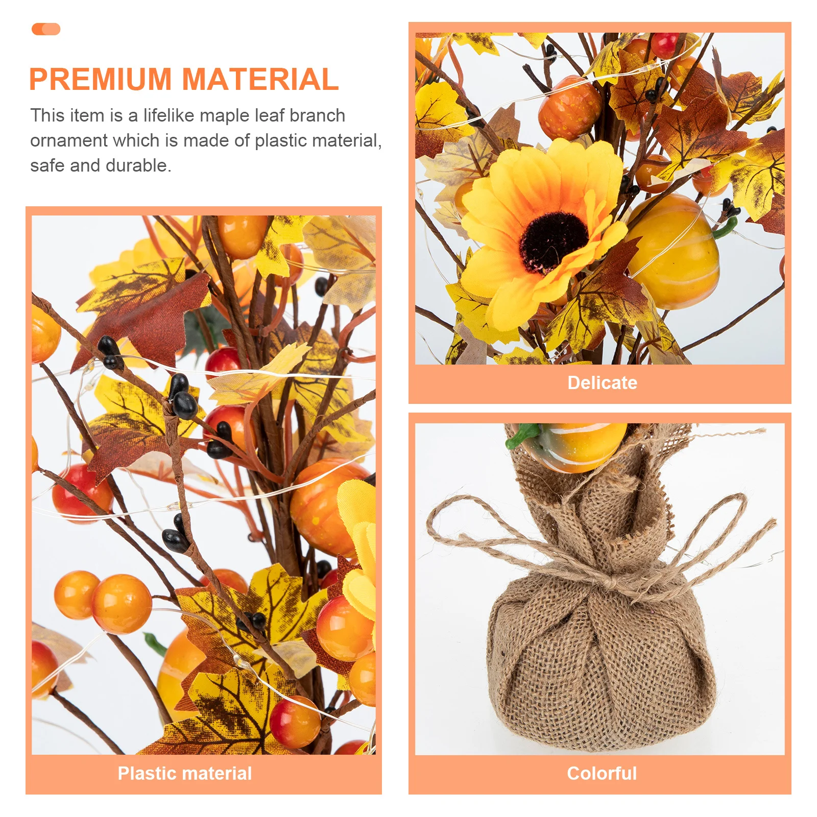 

Lighted Maple Tree Thanksgiving Decor LED Indoor Desktop Tree Lamp Creative Autumn Festival Branch Leaf Ornament Powered