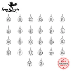 Trustdavis Real 925 Sterling Silver Simple Round 26 Letter CZ Pendant DIY Accessories For Women Wedding Fine Jewelry DG0114