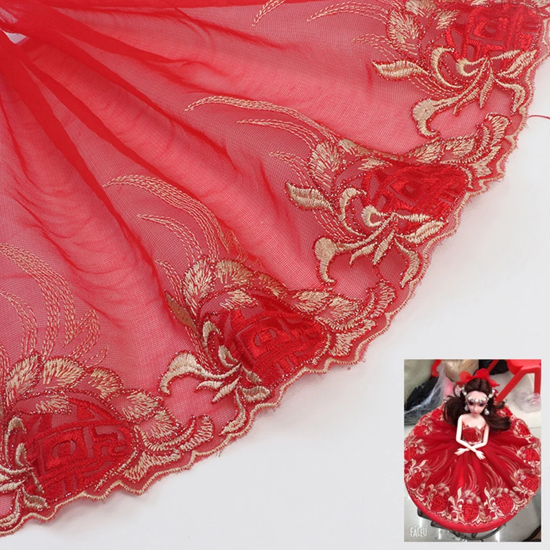 

20Yds Red Embroidered Lace trim Skirt Hem Underwear Sewing Craft DIY Apparel Fabrics Lace Lingerie