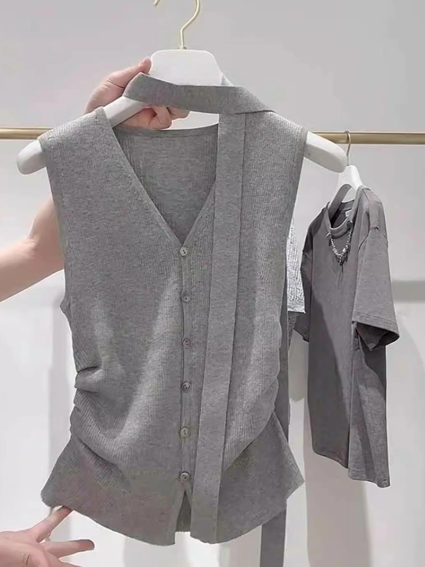 

Comfortable V-Ne Pure Color Knitted Open Cardigan Korean Sle Summer Top Slimming Skin-Friendly Svel Unique And Attr...