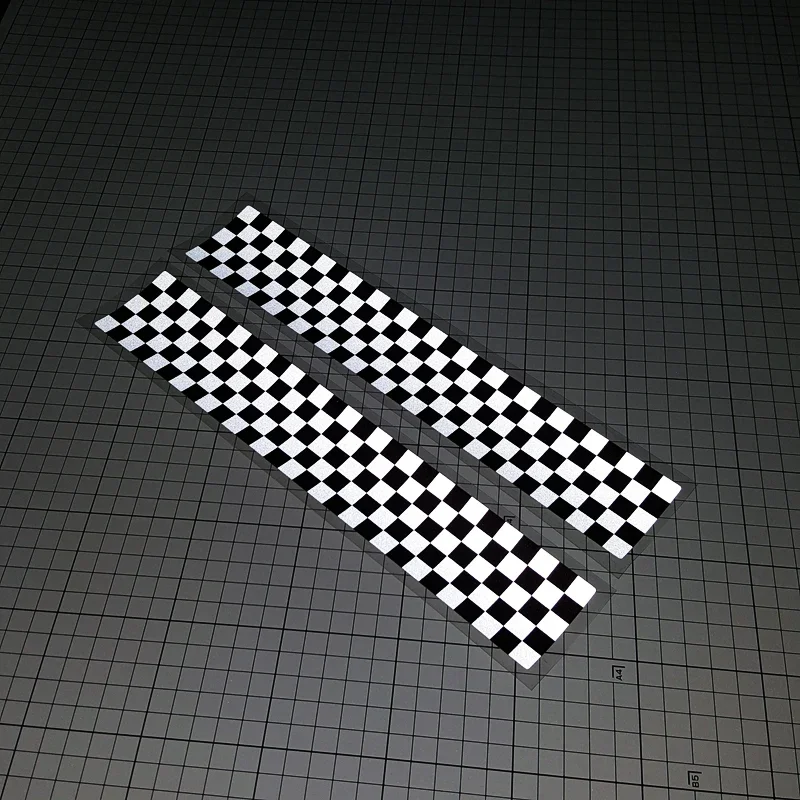 S015 Personalized Black White Plaid Racing Track Style Reflective Decals MOTO GP Car Electric Motorcycle Scratch Stickers