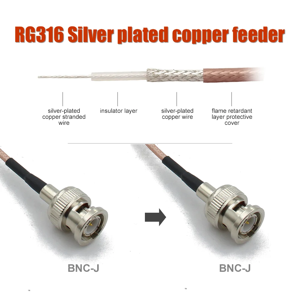 RG316 BNC male to BNC male plug Q9 crimp Pigtail Coax Jumper extension Cable FPV for HD-SDI 3G-SDI Vedio CCTV Camera Camcorder