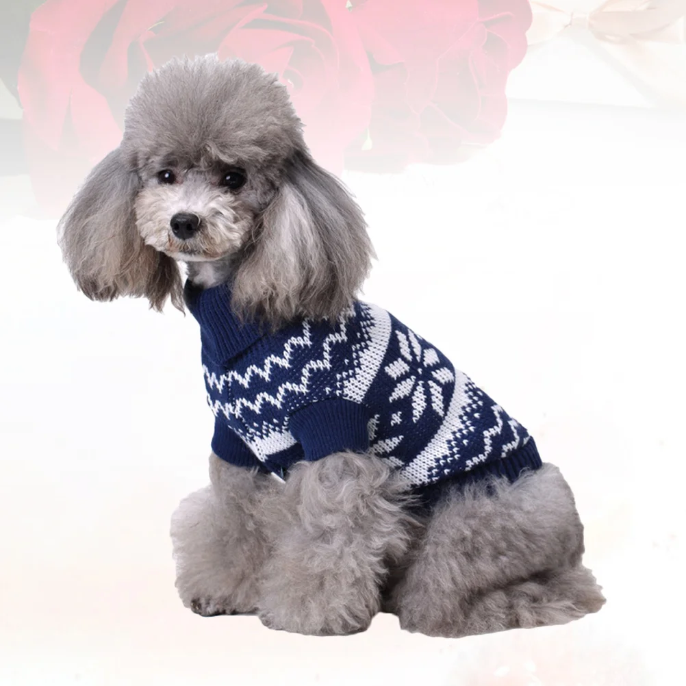 

Pet Sweater Christmas Turtleneck Snowflake Pattern Warm Cozy Winter Puppy Clothes Size Xl Blue Festive Costume