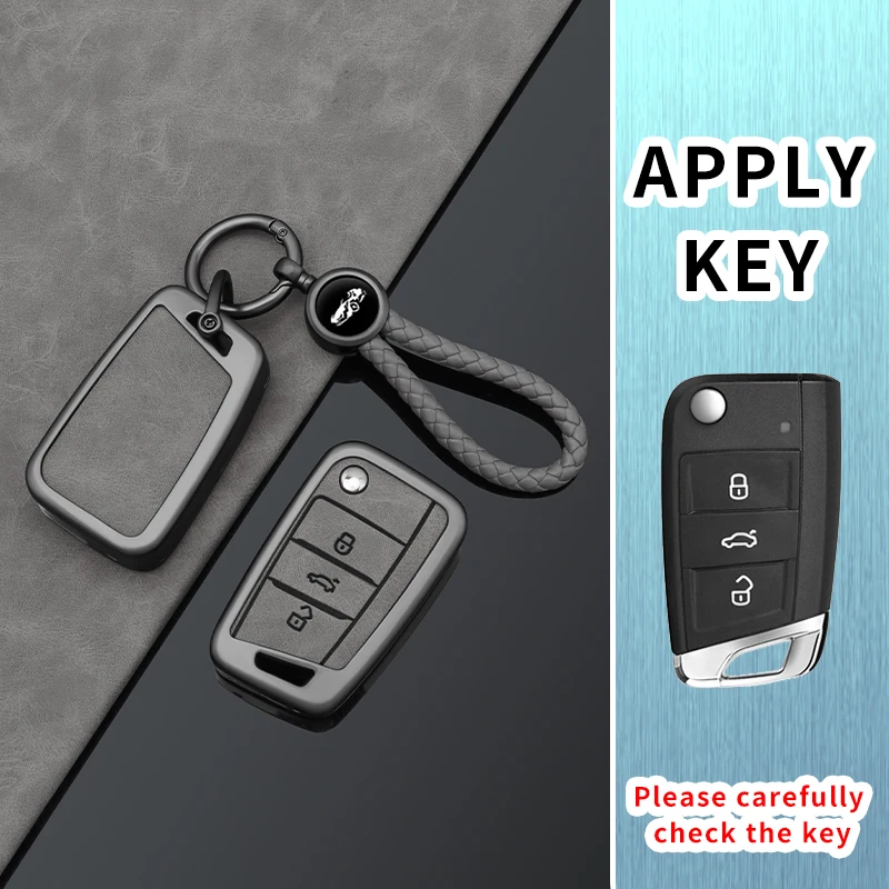 Suitable For Volkswagen VW Polo Golf 7 Passat Tiguan MK2 Beetle Ateca Caddy T5 Metal Leather Key Case Car Key Accessories Gadget view 4