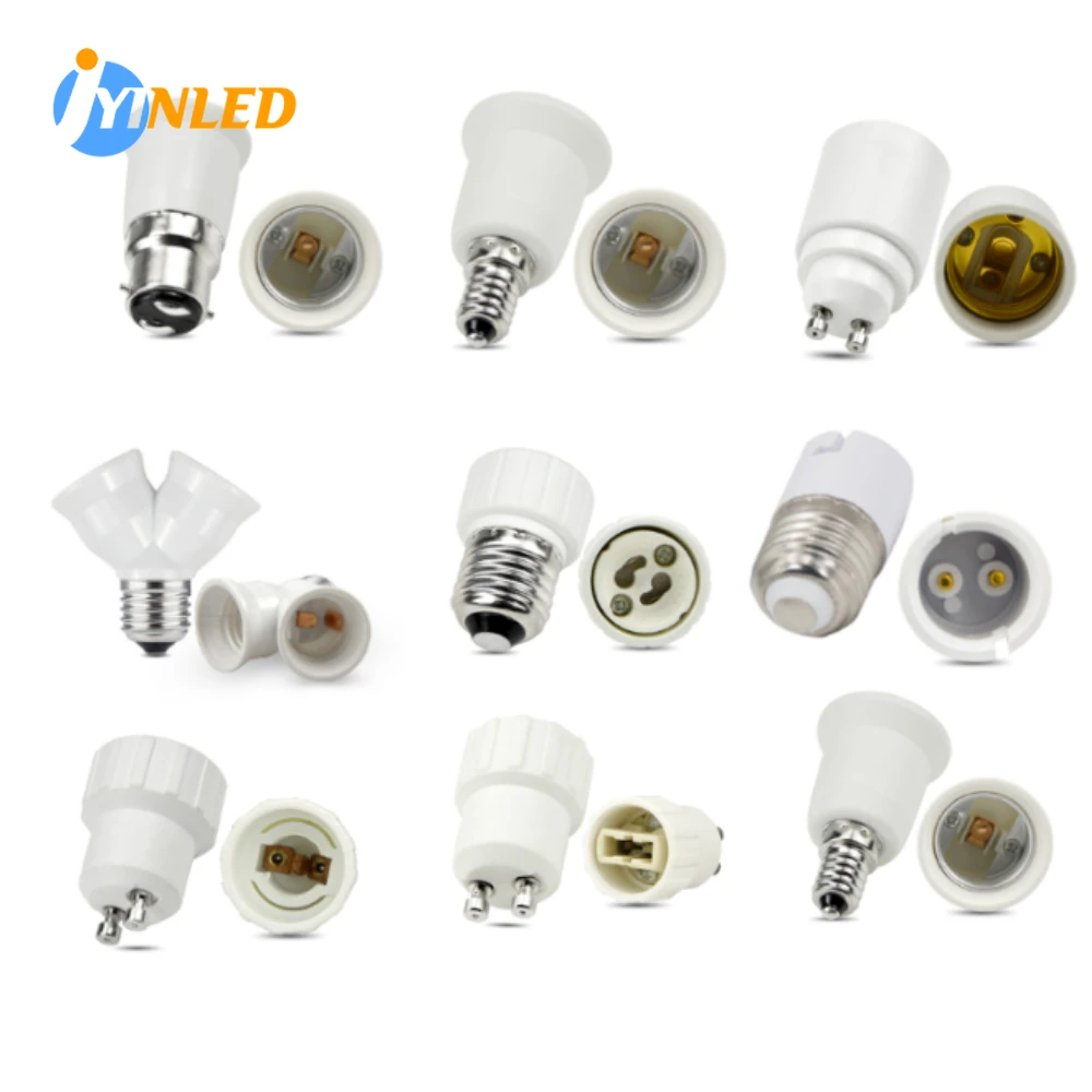 1pc Gu10 E12 E14 E26 E27 G24 B22 Fireproof LED CFL Lamp Holder Converter Light Socket Bulb Base Splitter Extension Adapter