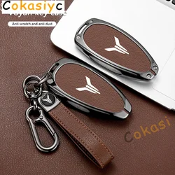 Zinc Alloy Leather Car Smart Remote Key Fob Case Cover Shell Bag For Voyah Free I-Land Dreamer 2021-2023 Protection Accessories
