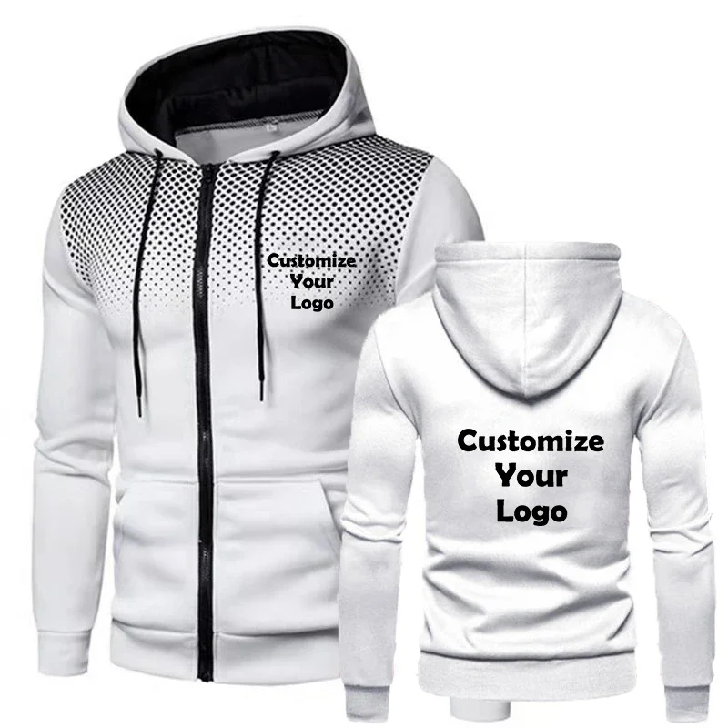 Customized Fashion Mens Hoodies Casual Zipper Jacket Cotton Fleece Warm Pullovers Sweatshirts High Quality Hip Hop Sportwear