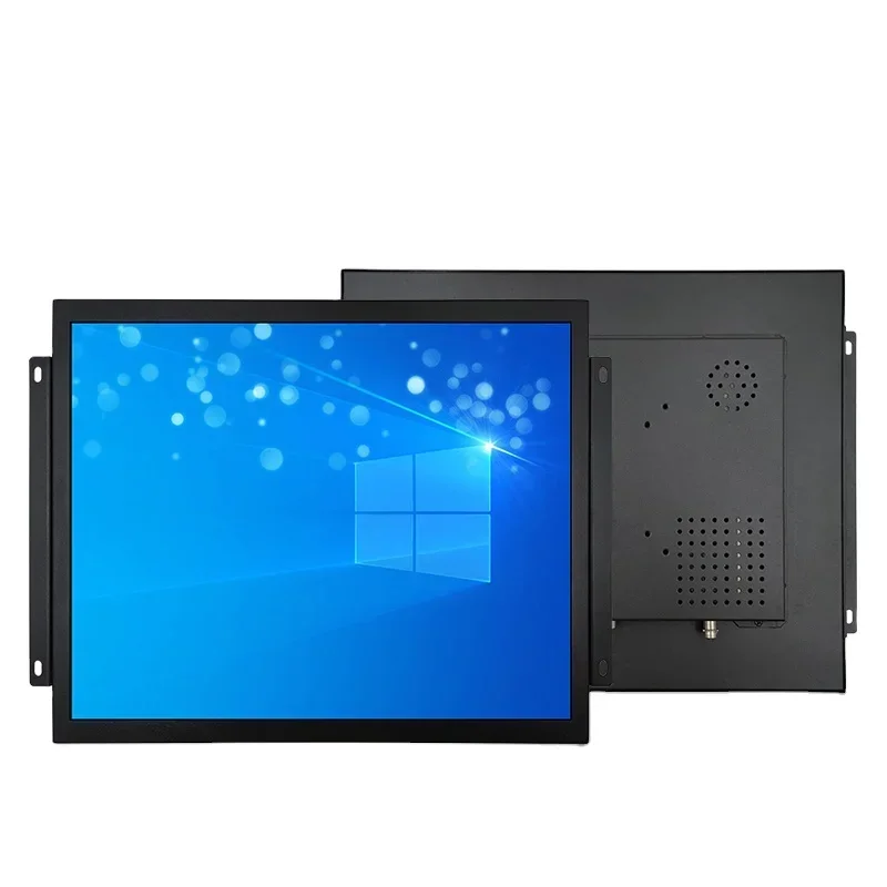 Wholesale price 17 inch LCD  touch Screen Display with open frame Hanging ear Metal Case for industrial equipment