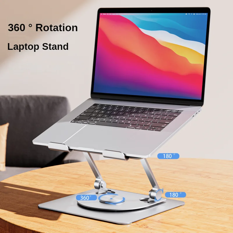 Laptop Stand 360° Rotating Base Foldable Computer Desk Riser  Aluminum Alloy Compatible MacBook Pro/Air Notebook 10- 17.5Inches