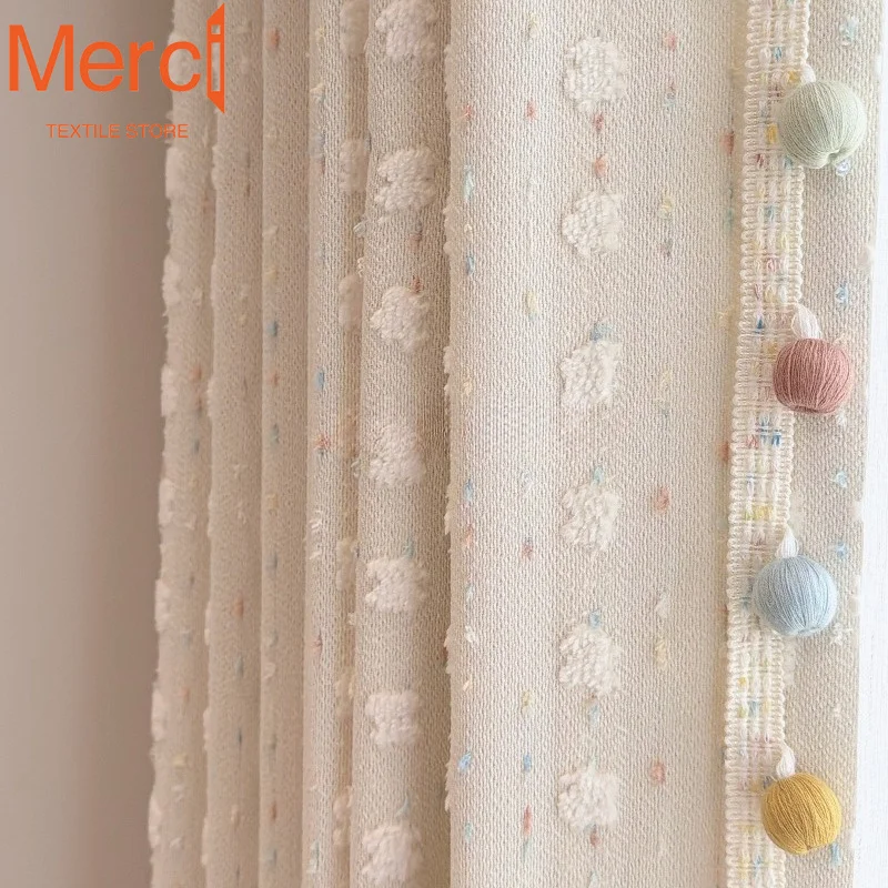 Marshmallow Macaron Color Children's Room Curtains for Boys and Girls Living Dining Room Bedroom Custom Size Decoration Drapes