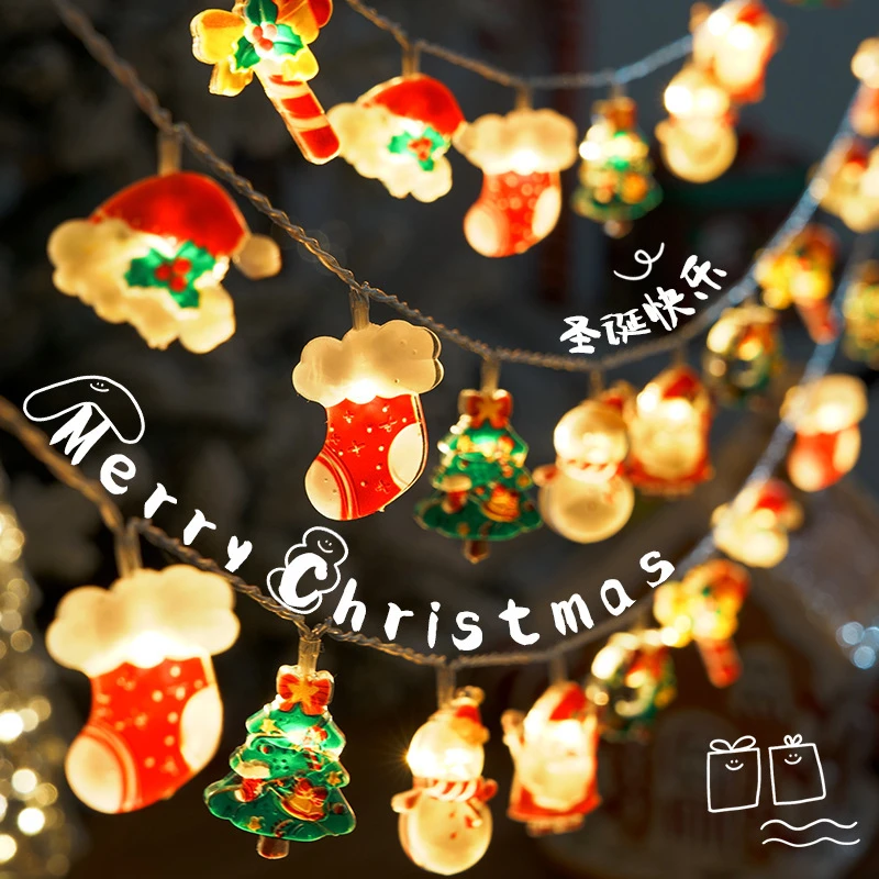 New Christmas decorative string lights Santa Claus atmosphere lantern strip store scene layout hanging