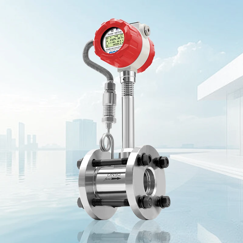 High Precision Vortex Flow Meter For Gas LPG And Natural Gas DN100 With RS485 Modbus Output And Temperature Compensation