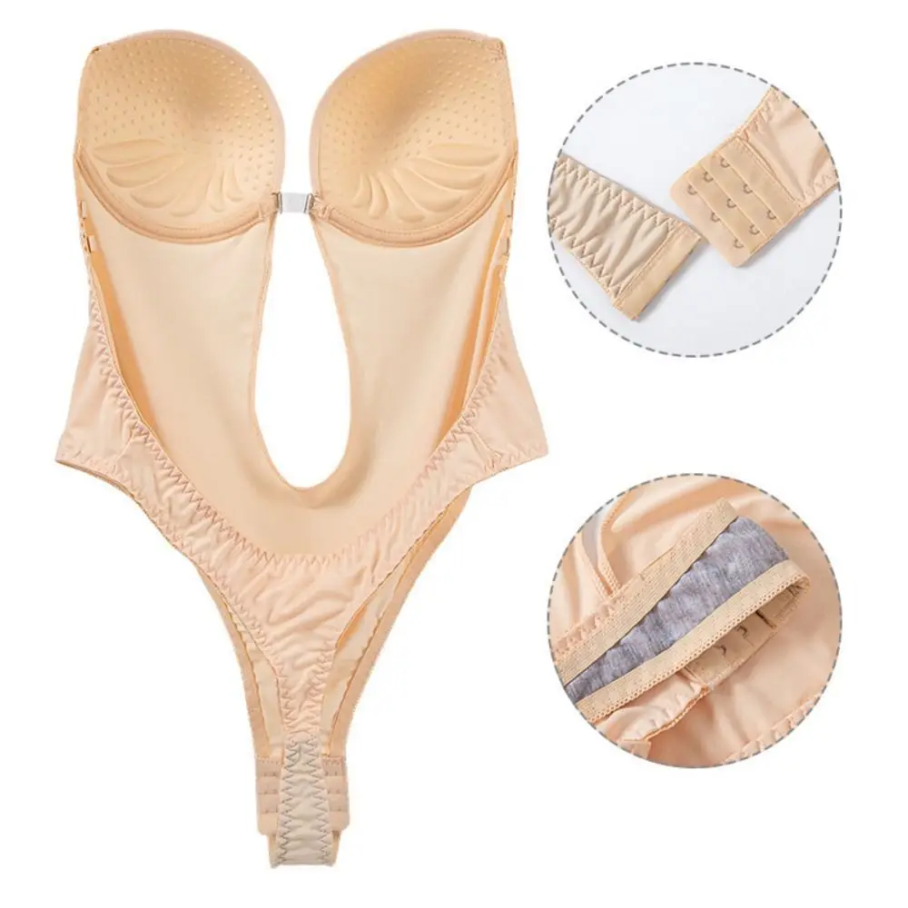 Body modelujące z głębokim dekoltem w kształcie litery V, bez pleców, dopasowane, bezszwowe, podnoszące pośladki, bikini, bez rękawów, kontrolujące brzuch, bielizna damska.