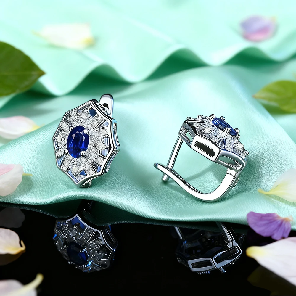 TEMGF Ohrstecker aus S925-Sterlingsilber für Damen, 4 x 5 mm, ovaler Schliff, rot/grün/blau, Zirkon-Ohrringe, modischer, vielseitiger edler Schmuck