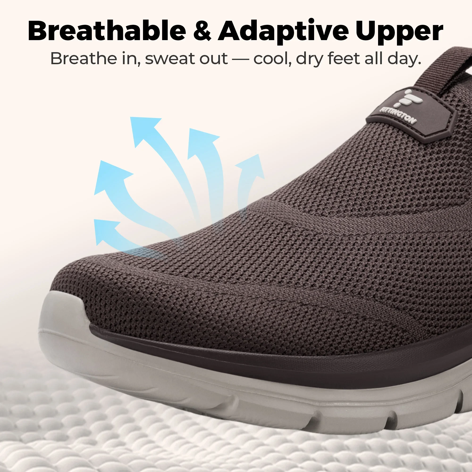 Fitington Herren-Wanderschuhe mit breiter Zehenbox, Slip-On-Freizeitschuhe, bequem, atmungsaktiv, dicke Sohle, Sneaker, Fußgewölbeunterstützung, für breite Füße – Detail 3