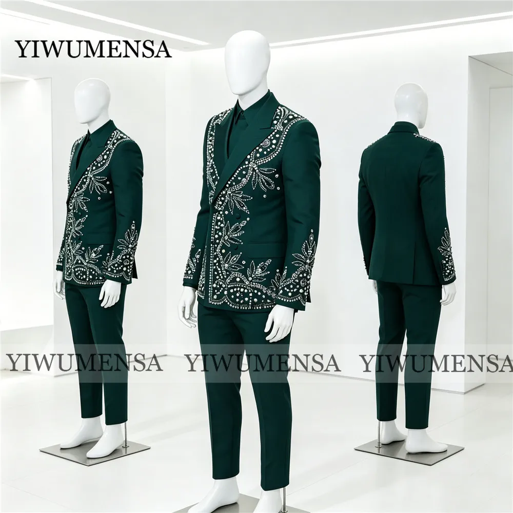 Terno Masculino Brilhante com Miçangas para Casamento, Jaqueta de Um Botão e Calça, Conjunto de 2 Peças, Smoking de Noivo, Corte Slim, Terno Masculino Completo
