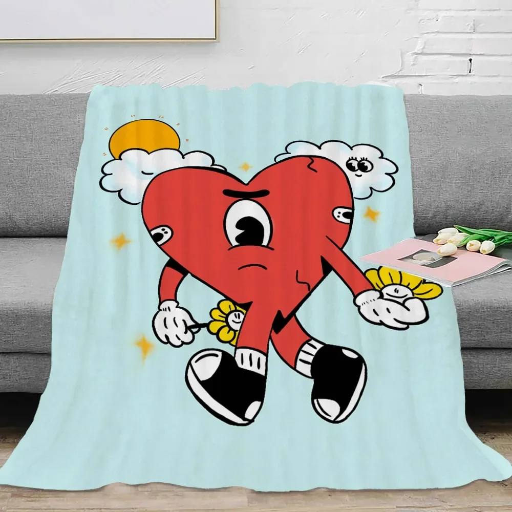 3D Printed Bad Bunny Un Verano Sin Ti Soft Plush Blanket, Flannel Blanket Throw Blanket for Living Room Bedroom Bed Sofa Cover