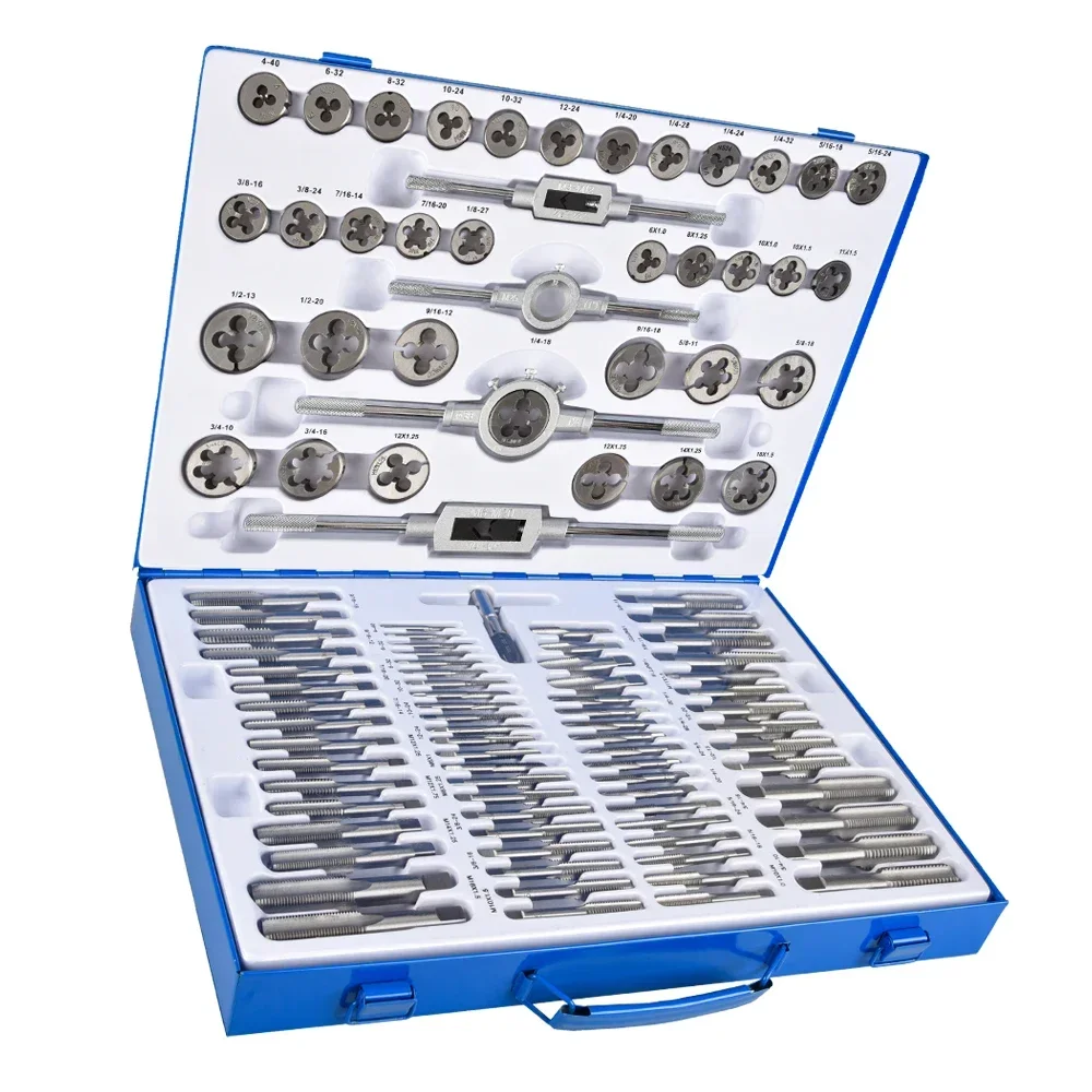 

110 pcs tap die set metric tap and die set in hand tool box，Tap and die set, metric thread tappings set